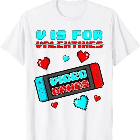 V Is For Video Games Funny Valentines Day Gamer Console Gift T-Shirt, Funny Valentine Gift, Religious Couples Sweatshirt,...