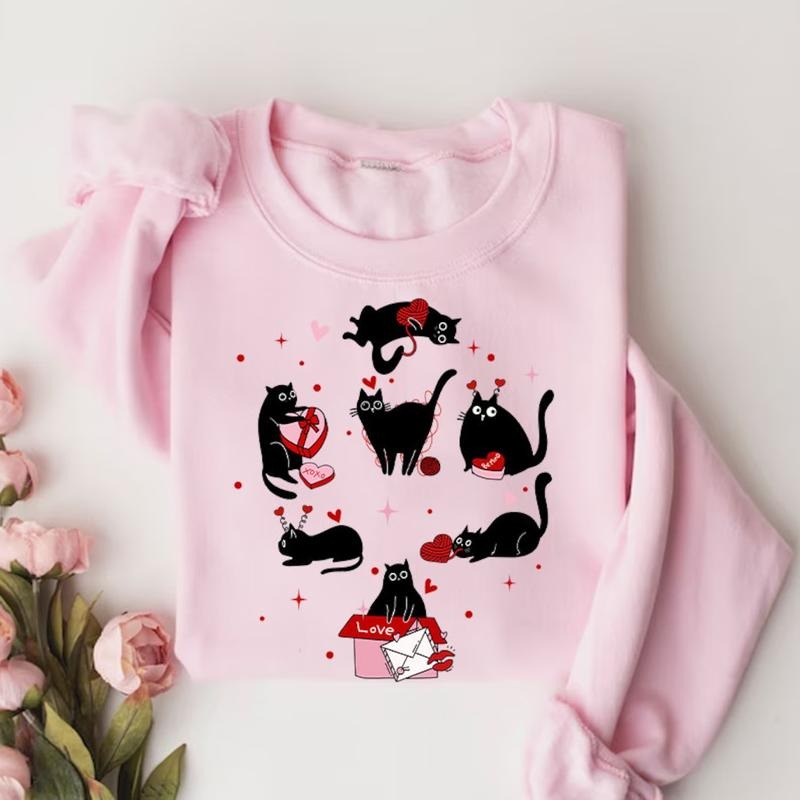 Valentine Black Cat Shirt, Cute Valentines Shirt, Cat Lover Shirt, Cat Shirt, Cat Valentine Shirt, Trendy Valentine, Cat...