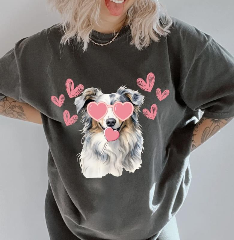 Valentine Blue Merle Aussie Shirt ~ Unisex Apparel Relaxed Fit Printed In The USA Clothing Womenswear Casual Comfort...
