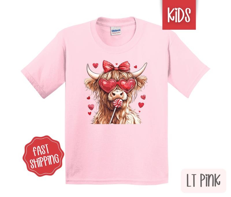 Valentine Cow Kids Shirt - Valentine's Day Children's Tshirt - Cute Youth Tee Gildan Hoodie, Sweatshirt | TeeBloomCo.com