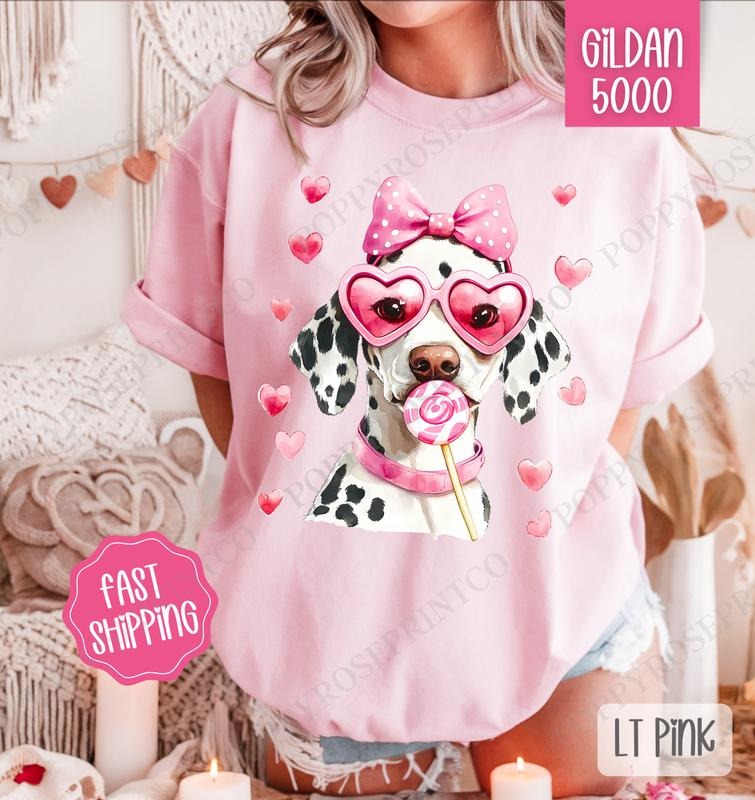 Valentine Dalmatian Shirt Gildan, Valentine's Day Women's Tee, Cute Women's Tshirt Plus Sizes Hoodie, Sweatshirt