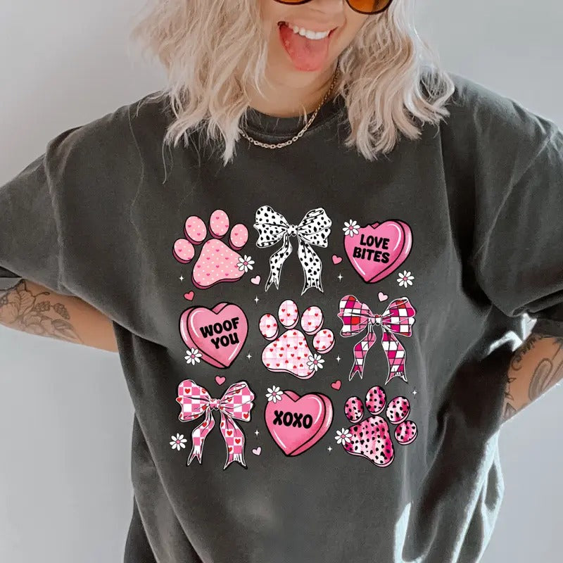 Valentine Dog Doodles Shirt~ Unisex Apparel Relaxed Fit Printed In The USA Clothing Womenswear Casual Comfort Cotton Top...