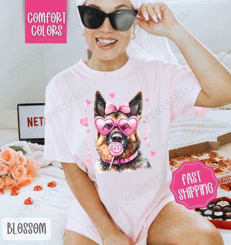 Valentine German Shepherd Shirt Comfort Colors, Valentine's Day Women's Tee, Cute Women's Tshirt Hoodie, Sweatshirt