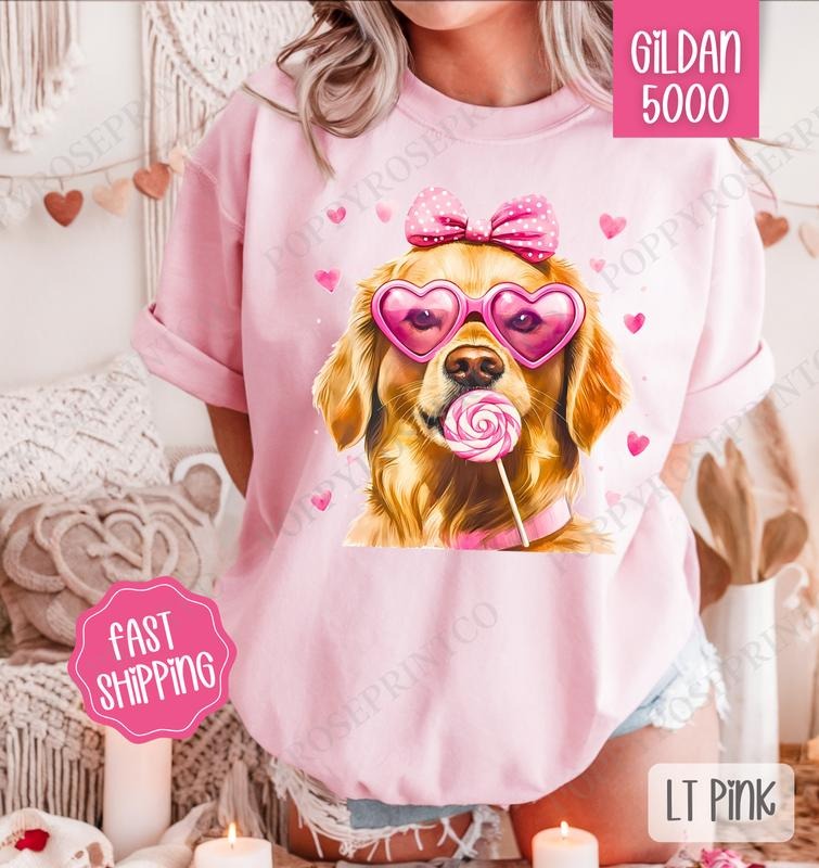 Valentine Golden Retriever Shirt Gildan, Valentine's Day Women's Tee, Cute Women's Tshirt Plus Sizes Hoodie, Sweatshirt