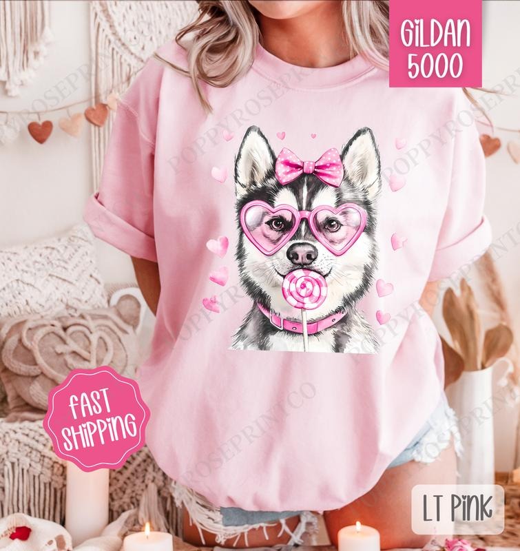 Valentine Husky Shirt Gildan, Valentine's Day Women's Tee, Cute Women's Tshirt Plus Sizes Hoodie, Sweatshirt | TeeBloomCo.com