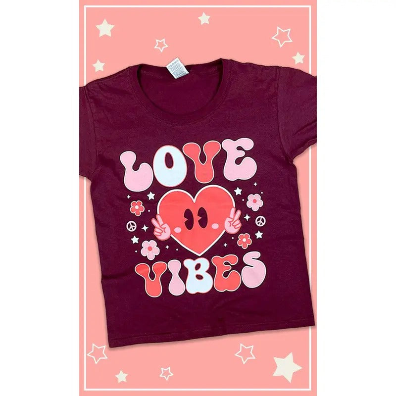 Valentine Love Vibes Youth Graphic T-Shirt Hoodie, Sweatshirt | TeeBloomCo.com