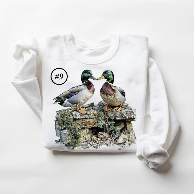 Valentine Mallard Duck Couple Funny Sweatshirts Sunset Wetland Hunting Flying Ducks T-shirt Cute Hoodie Unisex  1 Cotton...
