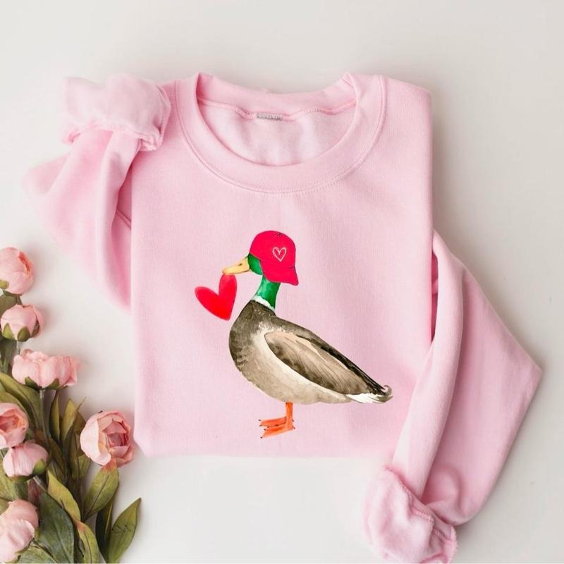 Valentine Mallard Duck Sweatshirt, Hunting Valentine's Day Shirt, Valentine's Day Shirt, Valentines Day Sweater, Cute...