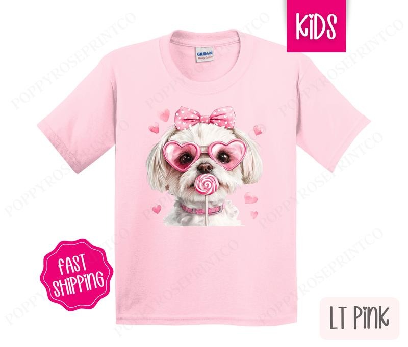 Valentine Maltese Kids Shirt - Valentine's Day Children's Tshirt - Cute Youth Tee Gildan Hoodie, Sweatshirt | TeeBloomCo.com