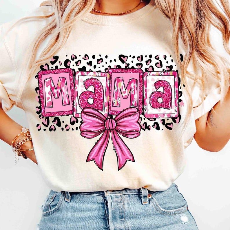 Valentine Mama Coquette, Valentine, Brushstroke, Mama Bow T-shirt Hoodie, Sweatshirt | TeeBloomCo.com