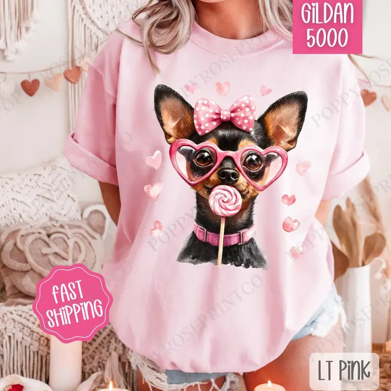 Valentine Pinscher Shirt Gildan, Valentine's Day Women's Tee, Cute Women's Tshirt Plus Sizes Hoodie, Sweatshirt