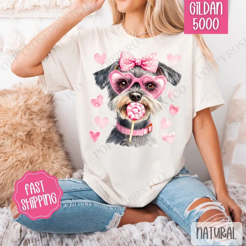 Valentine Schnauzer Shirt Gildan, Valentine's Day Women's Tee, Cute Women's Tshirt Plus Sizes Hoodie, Sweatshirt