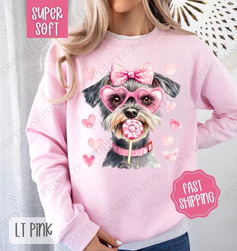 Valentine Schnauzer Sweatshirt, Valentine's Day Crewneck, Cute Women's Sweater T-Shirts, Hoodie | TeeBloomCo.com