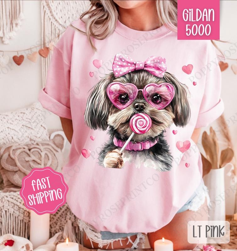 Valentine Shihtzu Shirt Gildan, Valentine's Day Women's Tee, Cute Women's Tshirt Plus Sizes Hoodie, Sweatshirt