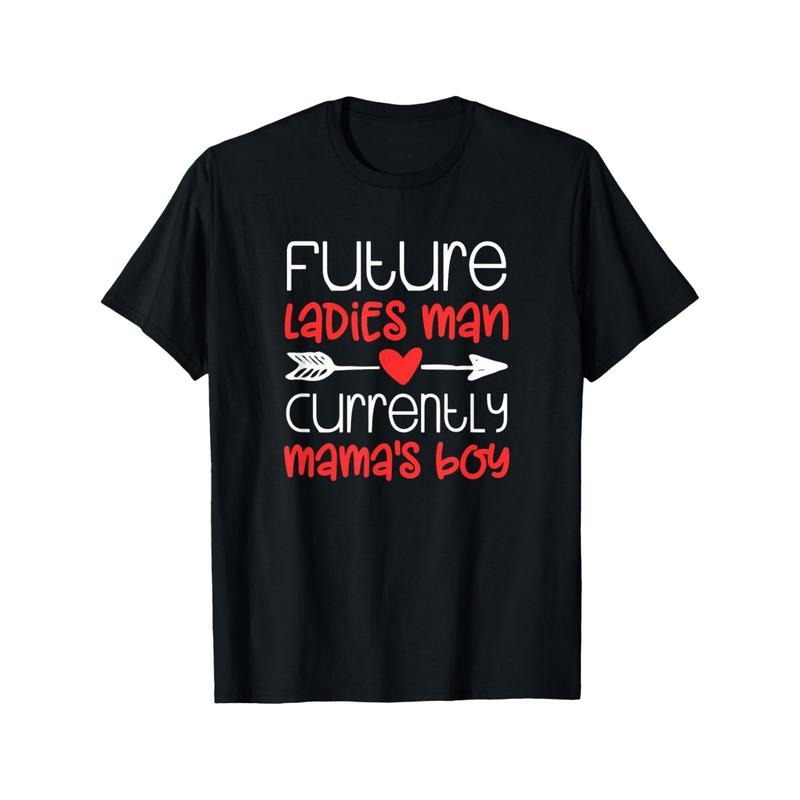 Valentine's Day Boy Cute Ladies Man Mama's 180g Cotton T-Shirt One Side Print Short Sleeve Valentine's Day Gifts, Holiday...
