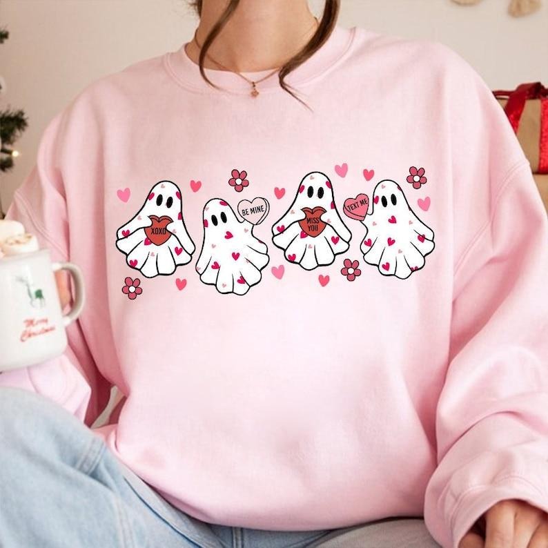 Valentine's Day Ghost Shirt Sweatshirt, Be My Boo Sweatshirt, Will you be My Boo, Valentines Sweatshirt,   Hoodie and...