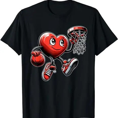 Valentine's Day Heart Basketball Team Player T-Shirt, Hodie and Sweater, T-Shirt Hoodie, Sweatshirt | TeeBloomCo.com