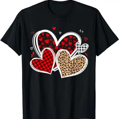Valentines Day Shirts Hearts Love Leopard Red Plaid, Valentines shirt, Heart Sweatshirt, Funny Valentines Tee, Hodie and...