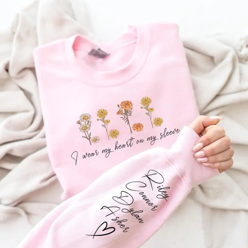 Valentines Day Sweatshirt for Women with Personalized Initials on Sleeve - Valentine's Day Gift - Fabric, Fit T-Shirts,...