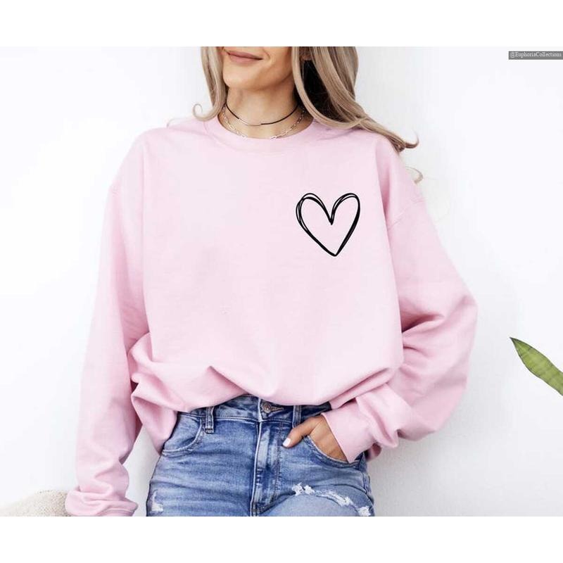 Valentines Heart Love Sweater Hoodie T-Shirt, Women Valentine's Day Sweatshirt, Couple Anniversary Day Gift , Global...