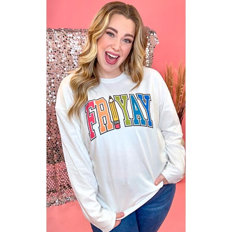 Varsity FRI-Yay Graphic Long Sleeve T-Shirt Hoodie, Sweatshirt | TeeBloomCo.com
