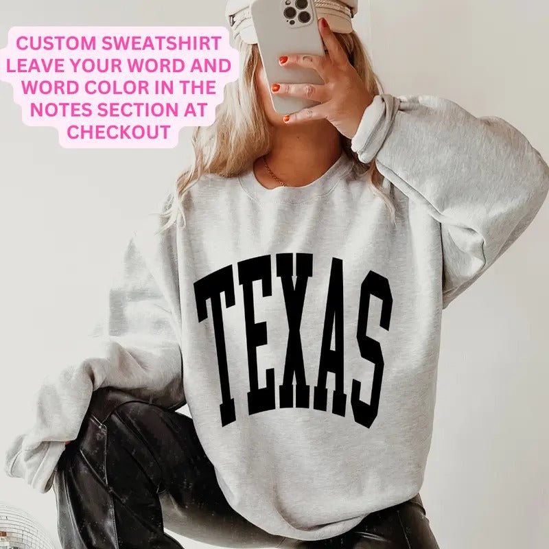 Varsity States Sweatshirt, Custom Sweatshirt ~ Unisex Apparel Relaxed Fit Printed in the USA Clothing Womenswear Casual...