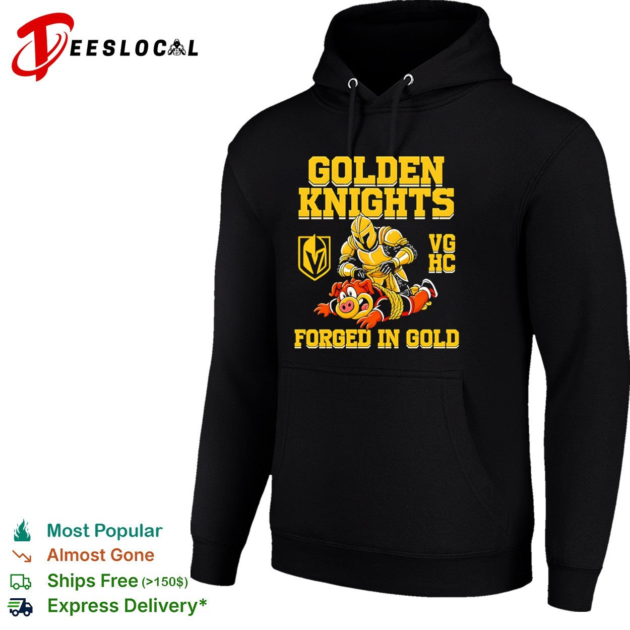 Vegas Golden Knights VG HC forged in gold wrestling pig shirt