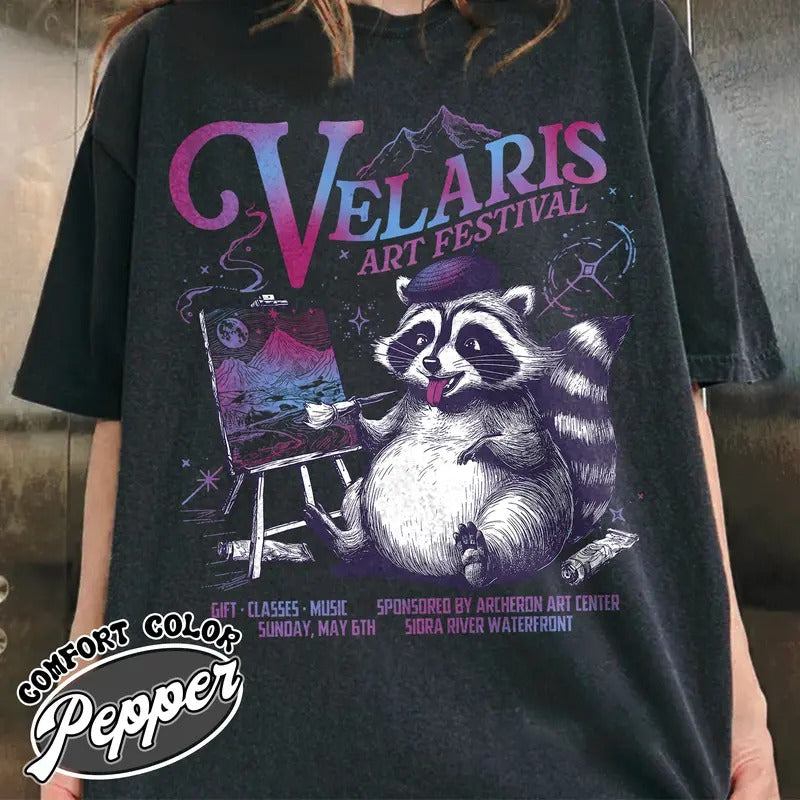 Velaris Art Festival Shirt,Velaris Acotar Shirt,Night Court,Feyre Archeron,Nesta,Rhysand,Raccoon Drawing Shirt,Bookish...