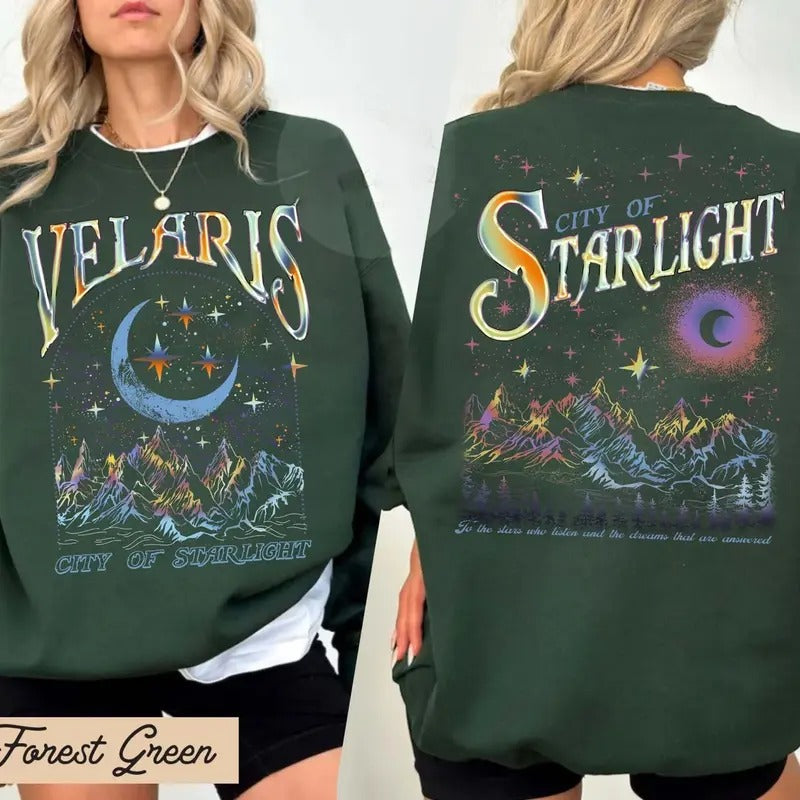 Velaris City Of Starlight ACOTAR Two-Sided Sweatshirt, The Night Court Hoodie, Court of Dreams Sweater, Rhysand, Cassian,...