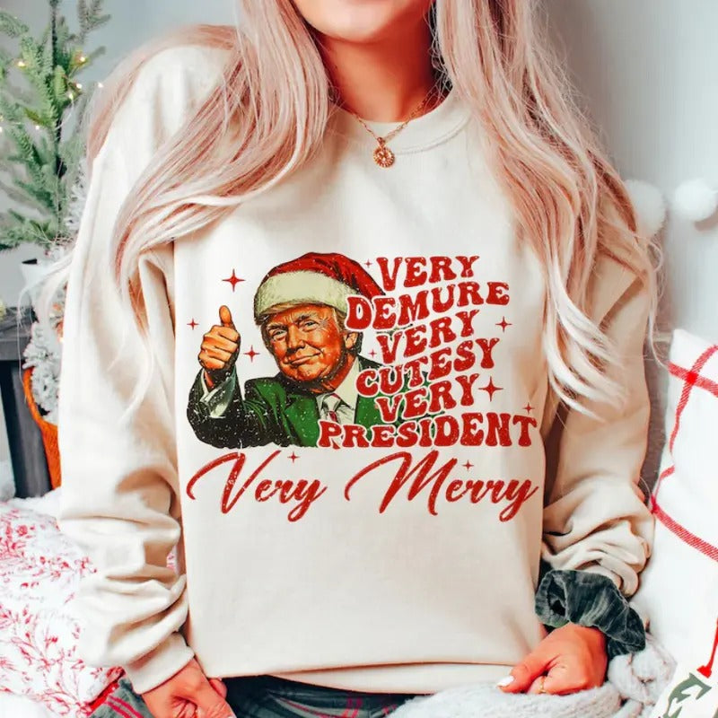 Verry Merry Trump Christmas Tshirt, Trump Christmas Humorous Shirt, Clothing Womenswear And Men Casual and Comfortable...