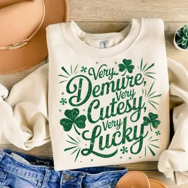 Very Demure Very Lucky Shirt - Fabric Fit Pullover Womenswear Hoodie, Sweatshirt | TeeBloomCo.com