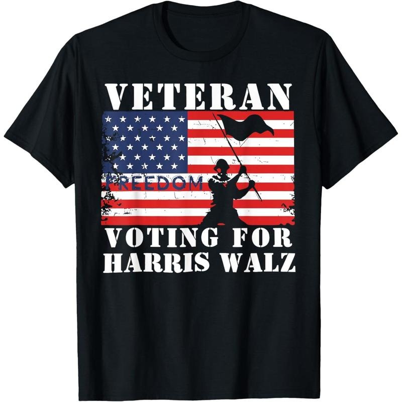 Veteran Freedom Voting for Harris Walz Waltz USA Flag T-Shirt made in usa Hoodie, Sweatshirt | TeeBloomCo.com