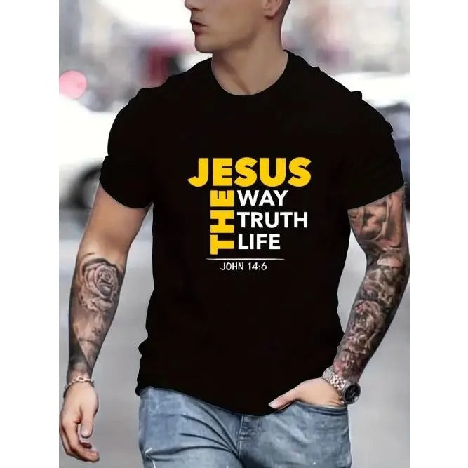 Vibrant Jesus Graphic Print T-Shirt - Soft, Breathable, Short Sleeve Tee for Men
