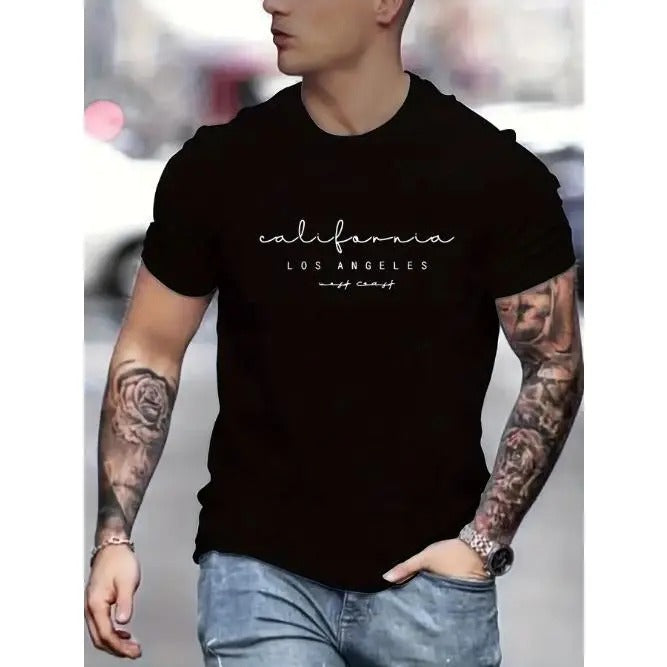 Vibrant Los Angeles Graphic Tee - Men's Casual Summer T-Shirt