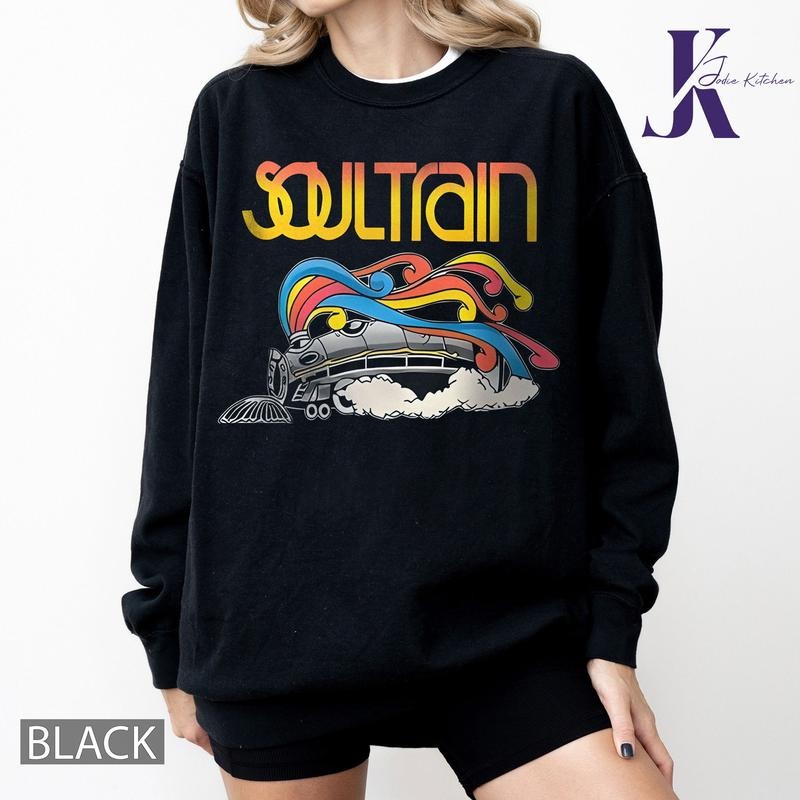 [Vibrant Soul Train Tee] Vibrant Plus Size Women's Fashion T-Shirt - "Soul Train" Graphic, Stretchy Polyester Blend,...