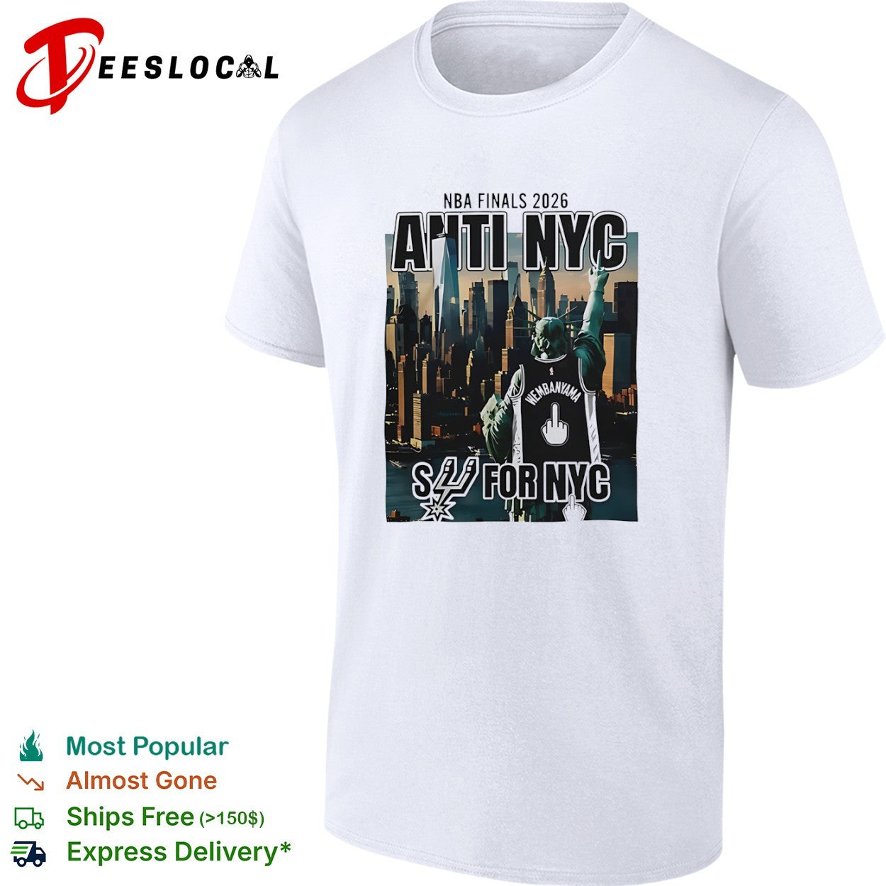 Victor Wembanyama San Antonio Spurs middle finger NBA Finals 2026 anti NYC for shirt