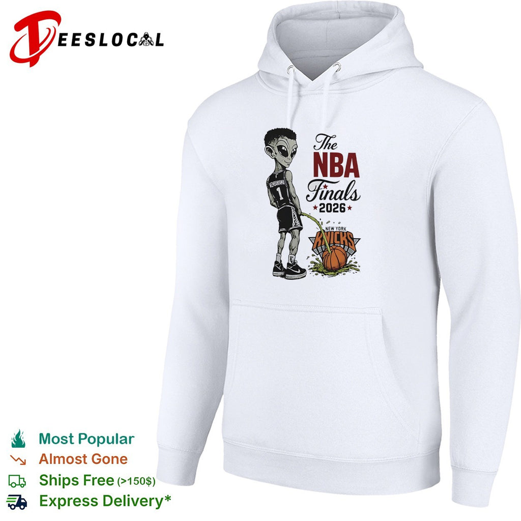 Victor Wembanyama San Antonio Spurs peeing alien the NBA Finals 2026 New York Knicks shirt