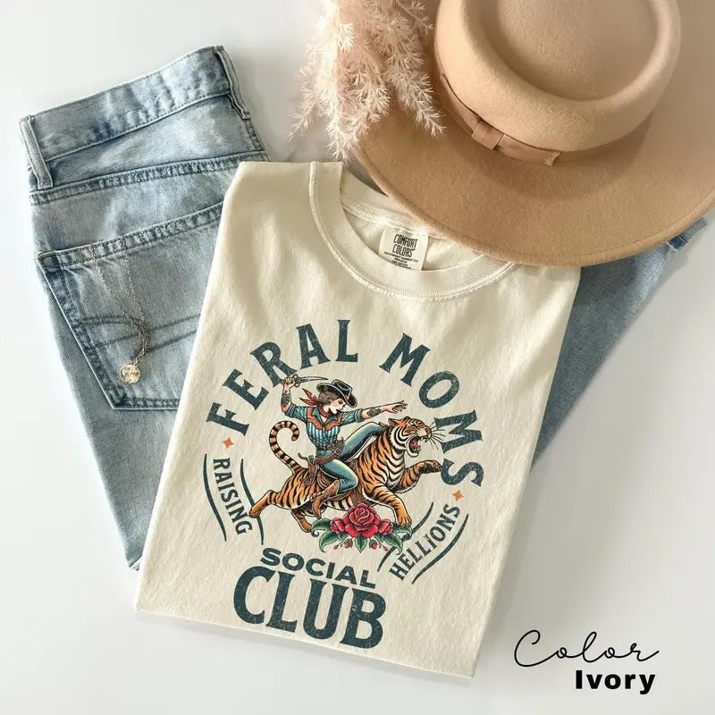 Victoria Maxwell, Womenswear Comfort Color Tee, Feral Moms Social Club Shirt, Vintage Graphic Tee, Feral Mom Gift,...
