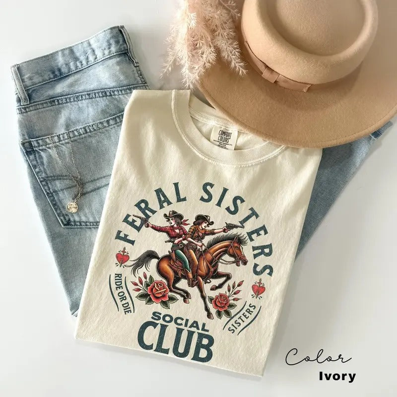 Victoria Maxwell, Womenswear Comfort Color Tee, Funny Sisters Shirt, Feral Sisters Social Club, Big Sister tshirt, Little...
