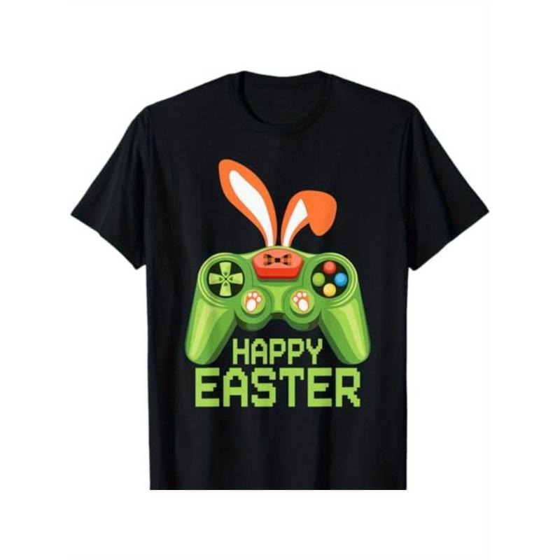 Video Game Easter Bunny Gaming Controller Gamer Mens Womens T-Shirt - Casual Crew Neck Cotton, Super Soft, Summer...