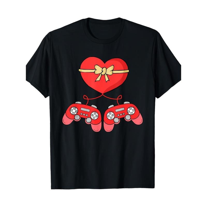 Video game controller Heart Valentine's Day Cool gamer 100% cotton T-shirt Made in USA Hoodie, Sweatshirt | TeeBloomCo.com