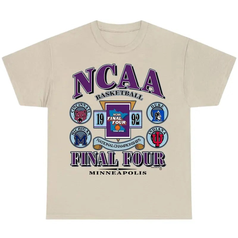 Vintage 1992 NCAA Final Four T-Shirt, Cincinnati Michigan Duke Indiana T-shirt, Retro Style, Men's Tshirt, Men's Clothes...
