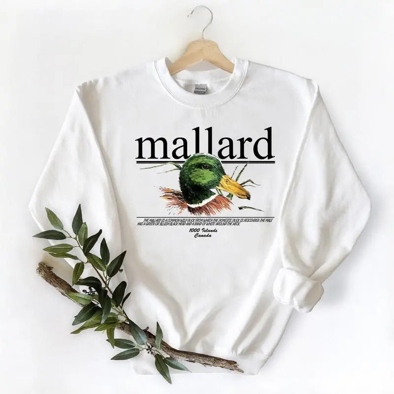Vintage 90s Mallard Duck Wildlife Sweatshirt, Unisex T-shirts Hoodie Sweatshirt Cotton Menswear | TeeBloomCo.com