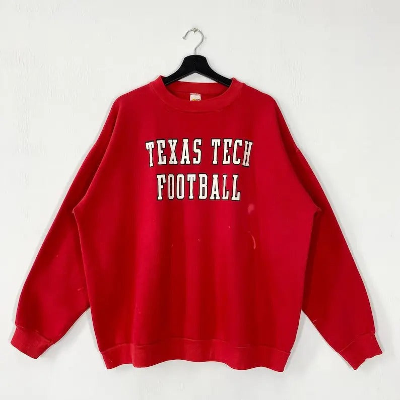 Vintage 90s Texas Tech University Sweatshirt Texas Tech Crewneck Texas Tech Sweater Pullover Texas Tech Red Raiders Print...