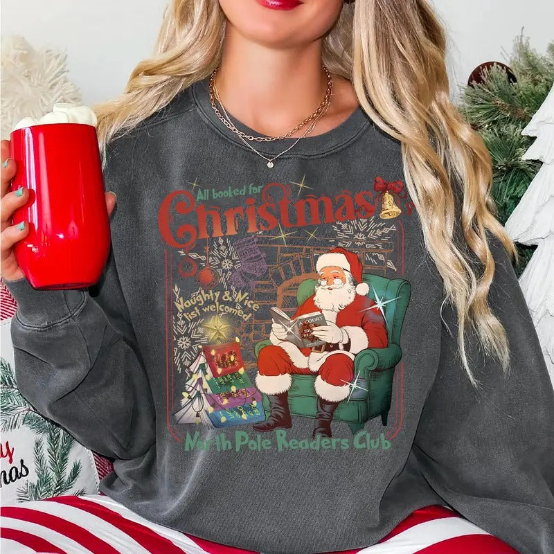 Vintage Acotar Christmas Sweatshirt, Santa Reading Acotar Shirt, Bookish Sweater, Vintage Book Lover Shirt, Bookworm...