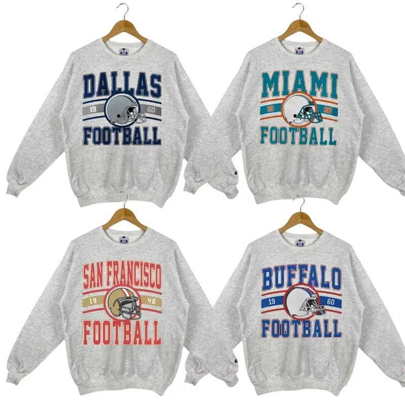 Vintage All Teams Football Unisex Crewneck Sport Classic Sweatshirt Casual Fabric Sweaters T-Shirts, Hoodie | TeeBloomCo.com