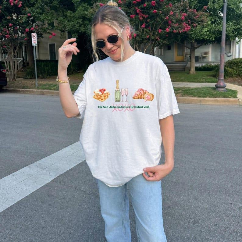 Vintage Aunties Breakfast Club Shirt, Gossip Girl Shirt, Brunch Social Shirt, Girl Aesthetic, Aunty T-Shirt, Gift for...