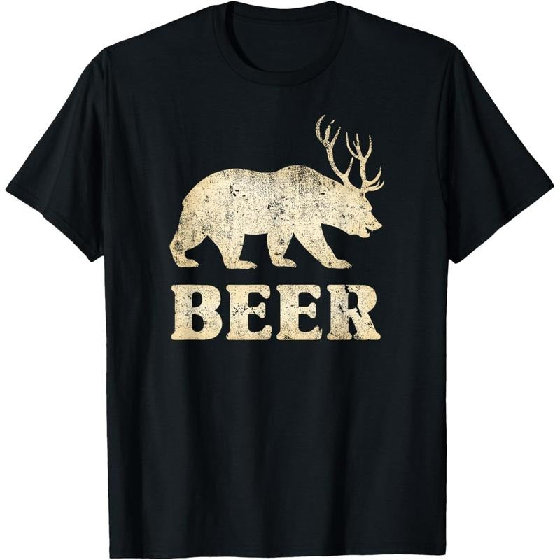 Vintage Bear Deer Funny Beer T-Shirt made in us Hoodie, Sweatshirt | TeeBloomCo.com