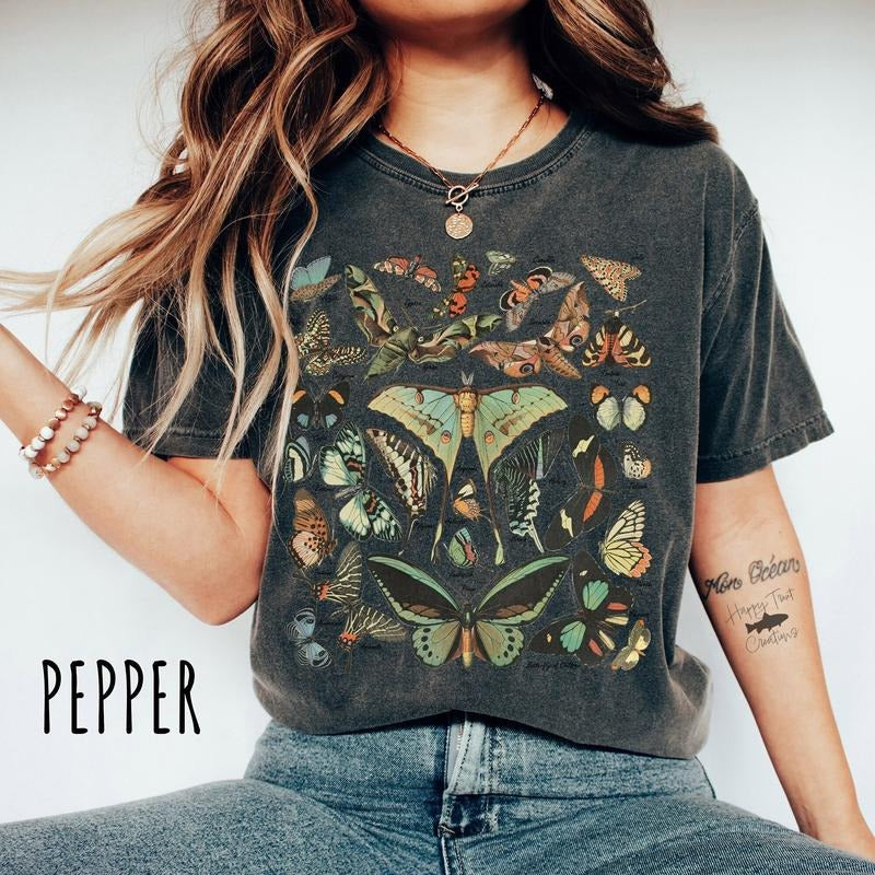 Vintage Butterfly & Moth TShirt, Cottagecore Aesthetic Shirt Hoodie, Sweatshirt | TeeBloomCo.com