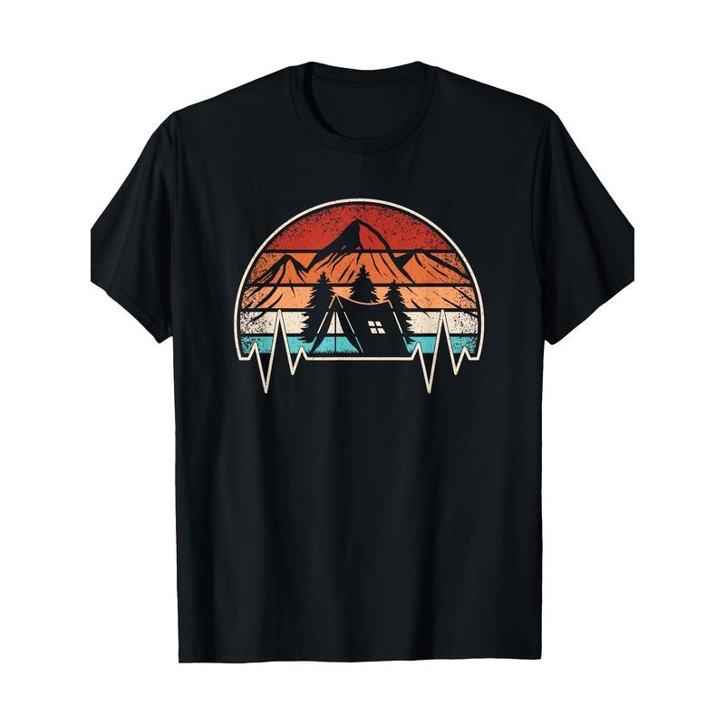 Vintage Camping Heartbeat Mountain Nature Camping Hiking T-shirt -100% cotton Made in USA Hoodie, Sweatshirt | TeeBloomCo.com